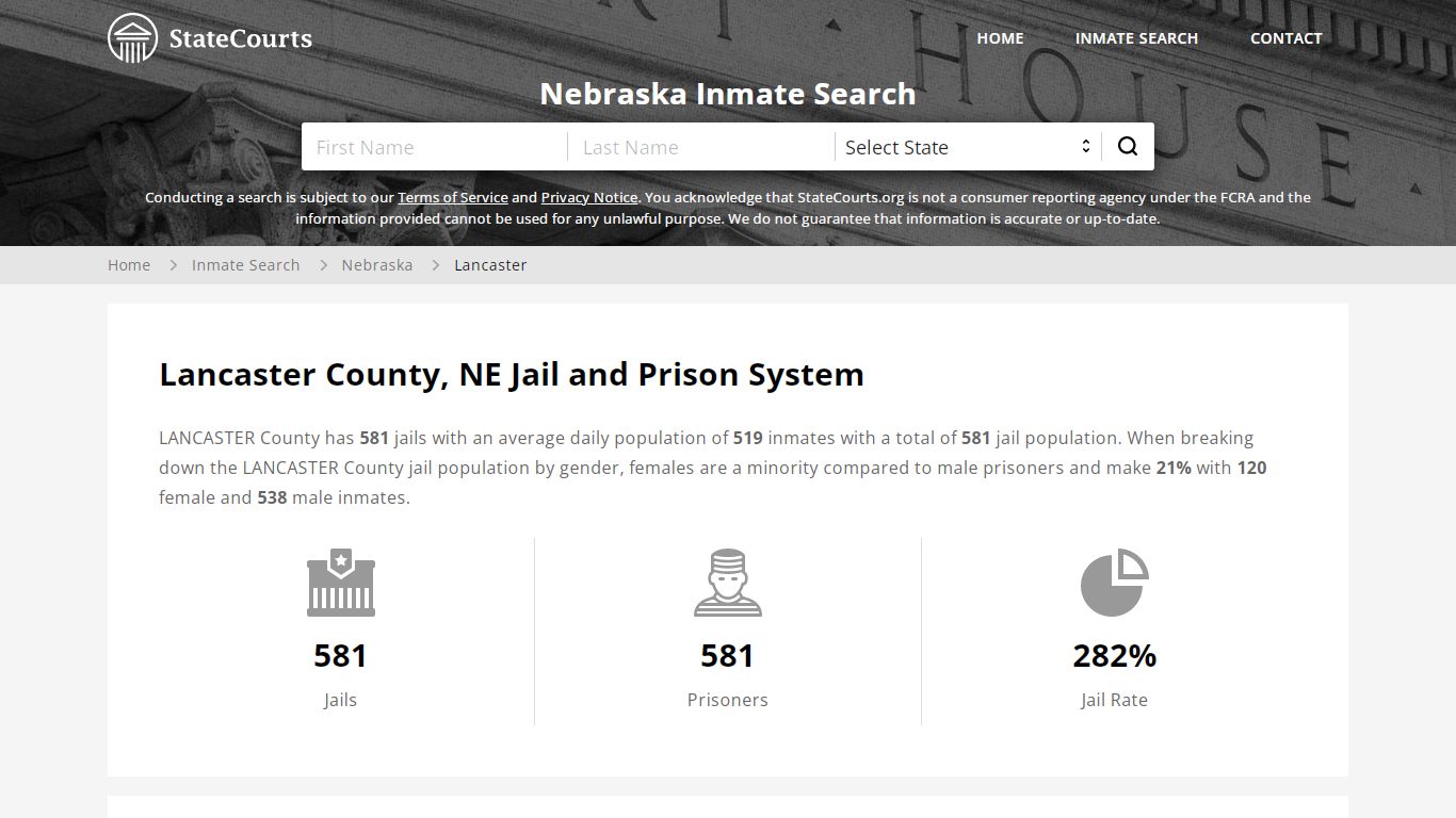 Lancaster County, NE Inmate Search - StateCourts